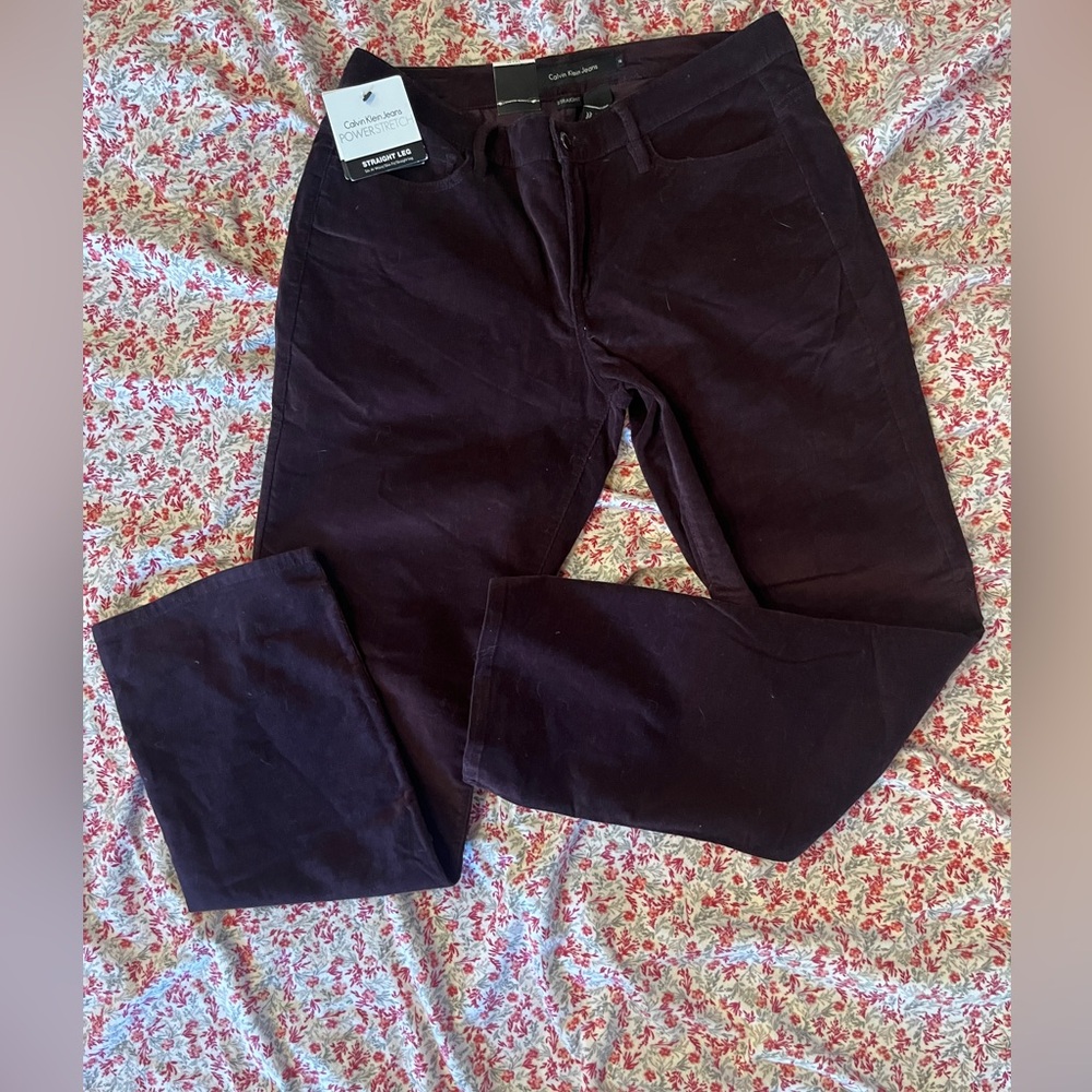 New Women’s Calvin Klein Burgundy Straight Leg Corduroy Jeans. Size 14 - Picture 3 of 6